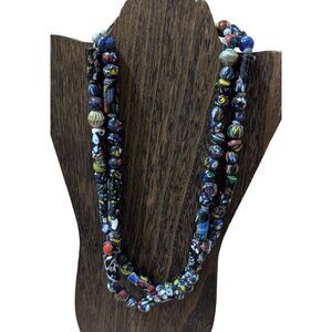 Vintage Multi-Strand African Glass Trade Bead‎ Necklace 24"